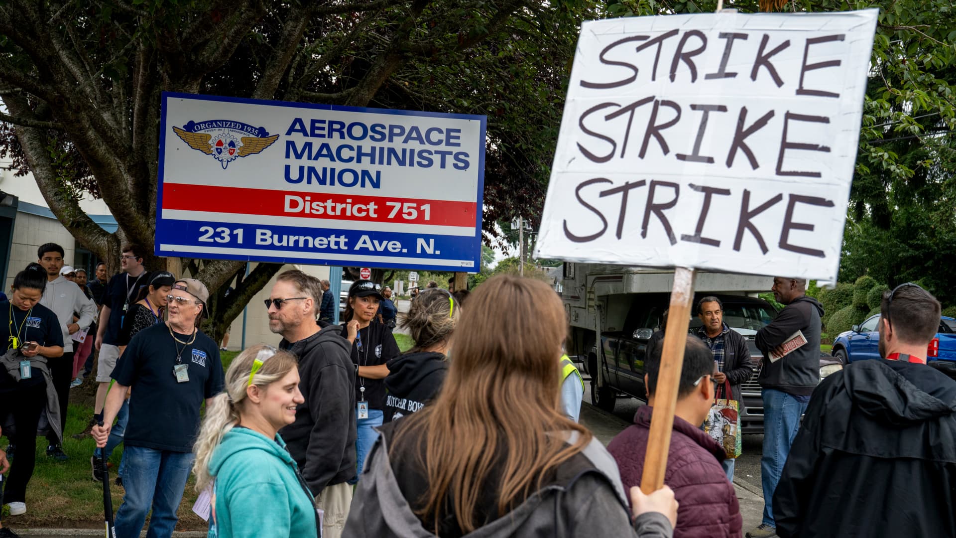 Boeing factory workers strike for first time since 2008 after overwhelmingly rejecting contract